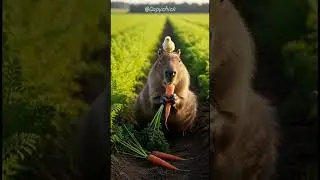 Capybara Vs Carrot With an Adorable Passenger 🦫🐥 #capybara #funny #cute