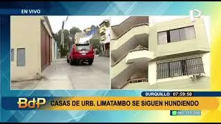 Edificaciones en Surquillo contin&uacute;an hundi&eacute;ndose: ingeniero recomienda demoler las casas