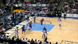Nene with the powerful slam dunk on Gordon