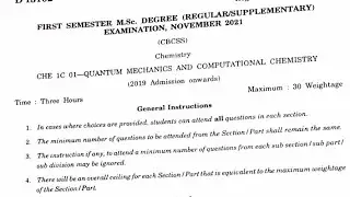 1st semester quantum mechanics & computational chemistry  question paper 2021|#msc | degree studies