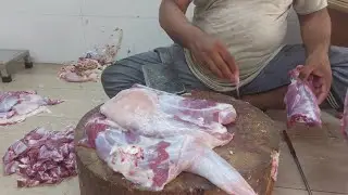 Incredible big size full goat cutting skills M saeed best meat shop Pakistan desi goat meat shop 