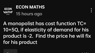 monopolist price . relationship between price marginal cost and elasticity of demand