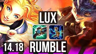 LUX & Jhin vs RUMBLE & Ashe (SUP) | Rank 4 Lux, 700+ games, 2/4/20 | EUW Challenger | 14.18