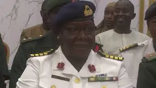 President Barrow decorates two new general officers of the Gambia Armed Forces command.
