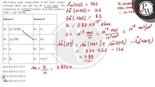 The limiting molar conductivities of HCl, NaCl, sodium crotonate (NaC) are 426, 126, 83 S cmsup2....