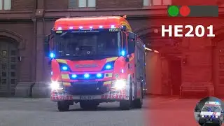TURNOUT & ON SCENE Helsinki Pump HE201 AFA from Erottaja Station. RHE201 Erottajan Pelastusasema