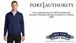 Port Authority Mens C-FREE Double Knit Moisture Wicking Full Zip Sweatshirt w/ Pockets K881