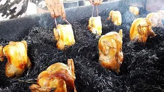 Unique Style for Straw Fire Roast Grilled Chicken || Thai street food