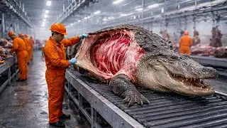 Inside a  Crocodile Factory: ASMR Process Skin Removal, Meat Processing to Luxury Leather Products