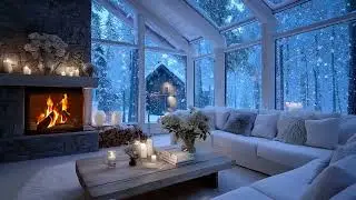 🧘 Dreamy White Room | Crackling Fire & Piano Music (3 Hours)