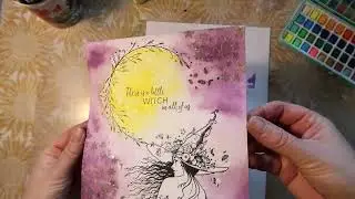 Halloween art journal using stamps
