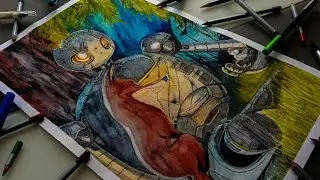 DRAW the WILD ROBOT by WATERCOLOR! TIME-LAPSE!