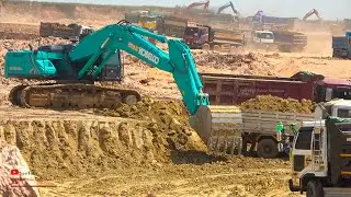 Incredible Digger Kobelco SK380DX lc Machinery Removing Soils In Trucks