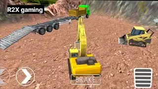 Truck Driver JCB truck load mitti transfer JCB roller machine trailer truck load game R2X gaming_