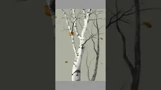 Draw Birch Trees with iPad Procreate #shorts