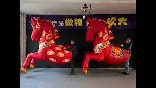 Digital Inflatables Cartoon Characters Red Horse Mascot for Advertising Decorations