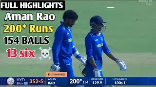 Aman rao batting highlights today match 200 runs 154 balls 😱, HYD vs BEN U19 Vijay Hazare trophy|