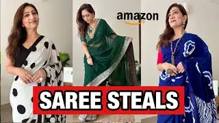 Amazon Budget Friendly Saree Steals Gorgeous Silk & Satin Looks From ₹399 |Saree Haul thehopestory  