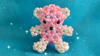 How to Make a Beaded Teddy Bear🧸 Part-1 | 3D Beaded Teddy Bear Tutorial | Pearl Bead keychain craft