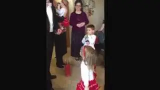 Brooklynn giving Daniel candy for Valentine's