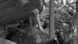 Keenan Takahashi busting moves on Jack's Broken Heart, 8a+(V12) in Magic Wood.