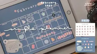 무료 2월 굿노트 다이어리 february plan with me on iPad | 무료공유 스티커 free goodnotes stickers ☁️ (eng sub)