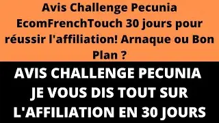 Avis Challenge Pecunia EcomFrenchTouch 30 jours pour r&eacute;ussir l'affiliation! Arnaque ou Bon Plan ?