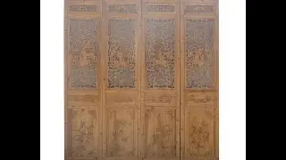 Set/ 4 Pieces Chinese Qing Dynatsy Four Famous Poets Carving Wall Screen Panel WK2818