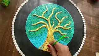 DIY Evil eye n tree of life theme name plate idea / How to paint a dot mandala art #diy #wallhanging