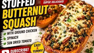 Тыква мускатная, фаршированная говяжьим фаршем, овощами, клюквой и орехами пекан