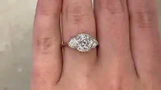 1.20ct Antique Cushion Cut Diamond Firestone Ring