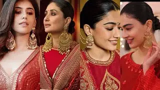 how to style earrings with Red Suit || red suit earrings ideas || jewellery for suit