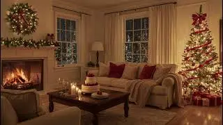 Christmas Day🎄| Soft Jazz | Relaxing Fireplace&Snowfall Ambience