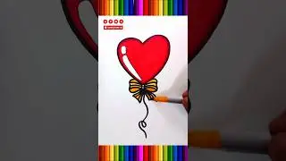 how to coloring a heart balloon #balloon #drawing #coloring #shorts