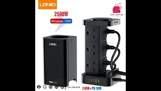 LDNIO SKW6457 6 Outlet USB Tower Extension Power Socket with 15W Wireless Charger