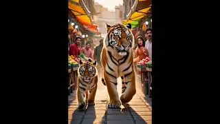 The tiger & cute cub ride on bike//Meme Animate Ai Tv