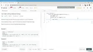 Split a String in Balanced Strings using Java - Leetcode problem 1221.