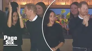 Prince Harry busts a move with Meghan Markle at Vancouver hockey game on animated date night