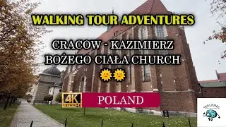 Walking Tour of Cracow - Bożego Ciała Church - Nowy Square - Okrąglak - Cloudy Day in Cracow ⛅