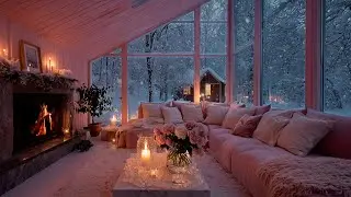 ❄️🎹 Peaceful Pink House Piano | Cozy Fireplace & Snow 3 Hours | Relax Study Work Meditation 🌸