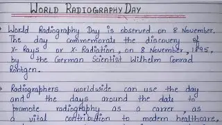 World Radiography day | Speech on World Radiography day | Essay on World Radiography Day