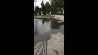 Tricycle water stunt fail