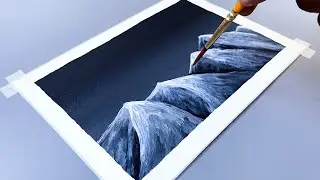 Snowy Mountains | Acrylic Painting Tutorial | Relaxing ASMR