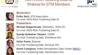 WDS Webinar #2: RDA-WDS Data Publishing Webinar for STM