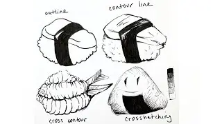 The Ultimate 4-Step Method to Draw Sushi and Onigiri: Crosshatching in Pen & Ink