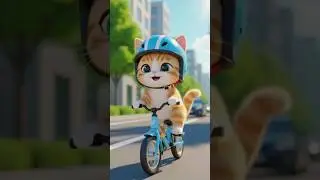 Cute Billi City Road Par Cycle Chala Rahi Hai 🚲 #cartoon #animation #foryou #aianimationsofficial