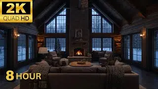 Elegant Fireplace Hall in a Mountain Cabin for Deep Sleep 🔥❄️