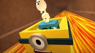 슬라이드 아래로 상자를 타세요!