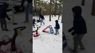 Dog and Children Discover Snow The Woodlands Texas!