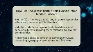 How Has The Jewish Rabbi's Role Evolved Into A Modern Leader? - Together Forever Jewish